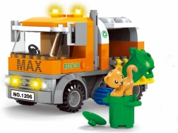 Set de construcție compatibil BLOXO, camion de gunoi, 157 de piese