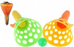 Joc Catch Ball din plastic – set cu 2 coșulețe și 3 mingi, 19 cm în plasă