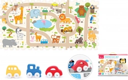 Blocuri de construcție moi cu mașinuță safari – set 8 piese