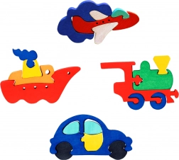 Set de puzzle-uri din lemn cu vehicule