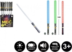 Sabie luminoasă cu sunet și lumină, 73 cm, plastic, 3× AAA, 3 culori