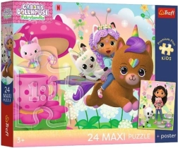 Maxi puzzle 24 piese Trefl Casa de păpuși a lui Gabi: Gabi la salvare + poster