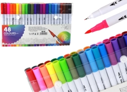Set de markere cu două capete, 48 de bucăți, multicolore în organizator