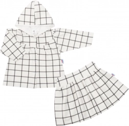 Set pentru fete din 2 piese cu glugă NEW BABY Cool Girls – model alb în carouri