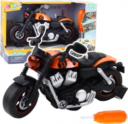 Motocicletă Dezasamblabilă și Asamblabilă cu Efecte de Lumină și Sunet - Portocalie