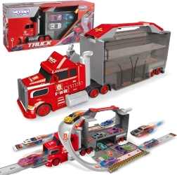 Woopie camion de pompieri cu garaj și pistă de curse