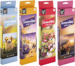 Pictură cu diamante flori, păsări, cățel și Veneția 30x30 cm