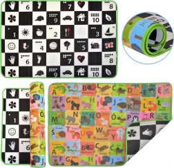 Humbi covoraș educațional din spumă, reversibil, tablă de șah 3‑în‑1 alfabet polonez și numere 150 × 100 × 1 cm