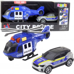 Set de poliție elicopter și mașină cu lumini și sunete