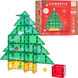 Connetix ediție de Crăciun Christmas Tree Ball Run – set de construcție magnetic, 71 piese
