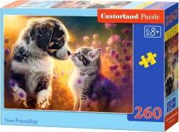 Puzzle 260 piese – pisicuță și cățel: o prietenie nouă