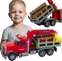 Woopie camion de transport bușteni cu macara rotativă, lumini și sunete 1:14