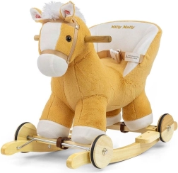 Căluț balansoar cu melodie și roți Milly Mally Polly maro deschis