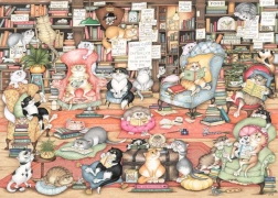 RAVENSBURGER puzzle Crazy Cats: Clubul de carte al lui Bingley 1000 piese
