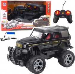 Mașină RC de teren cu lumini, scară 1:12, neagră