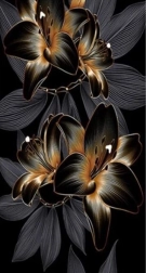 Pictură cu diamante crin negru-auriu 80 × 40 cm