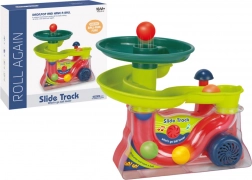 Fântână interactivă cu bile cu sunete, pistă colorată în spirală