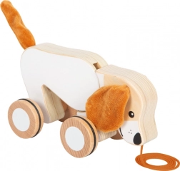 Jucărie de tras câțel din lemn cu urechi șuierătoare