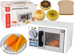 Cuptor cu microunde din lemn pentru copii cu accesorii – alb