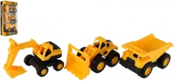 Set de vehicule de construcții 3 buc plastic 12 cm cu inerție în cutie