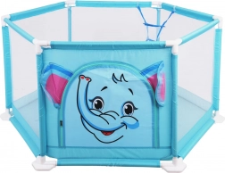 ţarc de joacă pentru copii cu elefănţel, cu bile şi coş