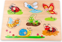 Puzzle din lemn cu butoni – insecte
