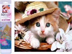 Mozaic cu diamante - Pisică cu pălărie