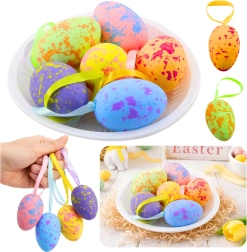 Ouă decorative de Paște suspendabile, cu buclă, în culori pastelate - 6 buc.