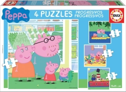 Puzzle EDUCA Peppa Pig 4 în 1 (6, 9, 12, 16 piese)