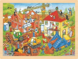 Puzzle din lemn Goki Șantier 96 piese