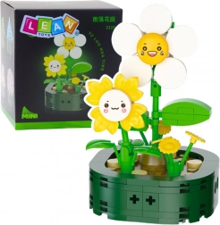 Mini construcție cuburi Flori cu fețe Alb Galben 142 buc