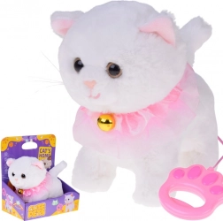 Pisoiuș interactiv de pluș cu lesă, merge, miaună și dă din coadă