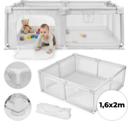 Țarc pentru copii 160 × 200 cm gri cu geantă de transport ECOTOYS