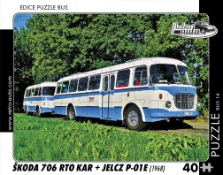 Puzzle Retro auto Škoda 706 RTO Kar și Jelcz P‑01E 40 piese
