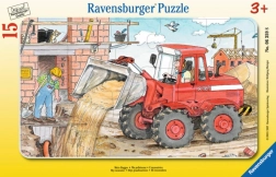 RAVENSBURGER puzzle pe placă – la lucru cu excavatorul, 15 piese