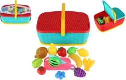 Coș de picnic cu fructe și legume de tăiat, 15 piese