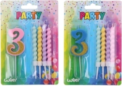 Lumânare de petrecere numărul 3 cu lumânări extra
