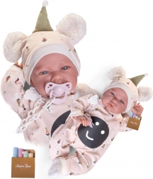 Păpușă realistă bebeluș Antonio Juan cu corp moale din material textil