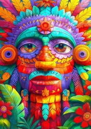 Bucurați-vă de Puzzle Totem Colorat 1000 Piese