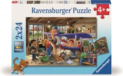 Puzzle Ravensburger devino mecanic de avioane și trenuri 2x24 piese