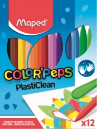 Creioane plastice triunghiulare MAPED Color'Peps PlastiClean, 12 buc