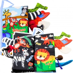 Carte educațională moale șuierătoare Animale Cozile pentru bebeluși albastră