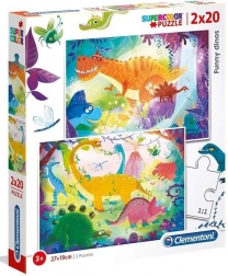 Puzzle 2×20 Super Color – dinozauri amuzanți