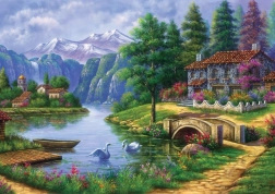 Puzzle Satul de lângă lac 1500 de piese