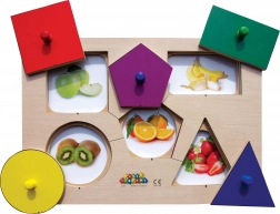 Just Jigsaws Puzzle din lemn Forme și memorie 6 piese și 4 modele