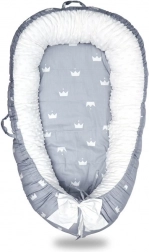 Pătură/culcuș pentru bebeluși 90*50 cm - model gri cu coroniță