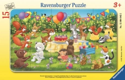 Puzzle Ravensburger Petrecerea aniversară cu prieteni din lumea animalelor 15 piese