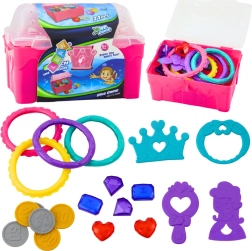 Cufăr cu comori pentru scufundări în apă, roz, 21 piese