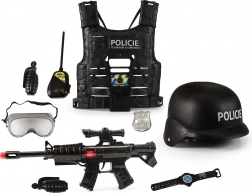 Vestă de poliție cu inscripții în cehă și accesorii – set de polițist pentru copii