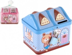 Pușculiță metalică în formă de căsuță cu lacăt 12 × 11 cm